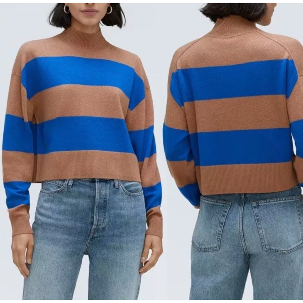 Everlane Striped Luxe Merino Wool Mock Neck Sweater - Picture 8 of 8